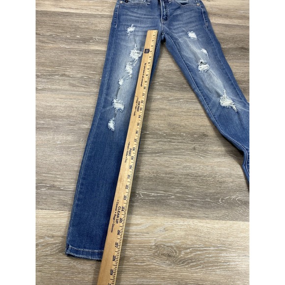 Judy Blue Jeans womens 1/25 Skinny Fit Distressed Blue Stretch ripped - Picture 7 of 11